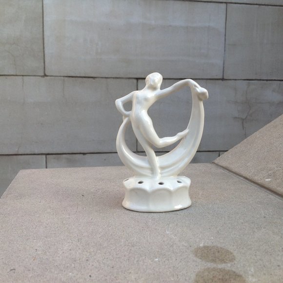 Art Deco Flower Frog ~ Dancing Woman w Scarf 6" - Picture 3 of 9